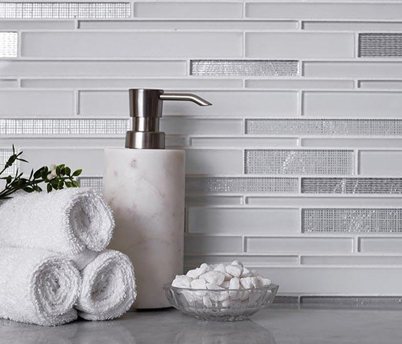 White 12 x 12 Glossy, Matte Glass Mosaic Tile