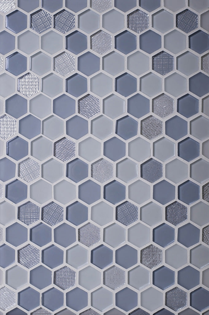 Blue and Gray 12 x 12 Glossy, Matte Glass Mosaic Tile