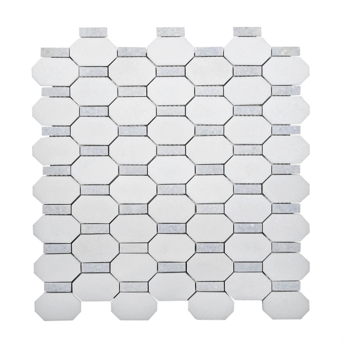 White, Blue 12x12 Polished Stone Mosaic Tile