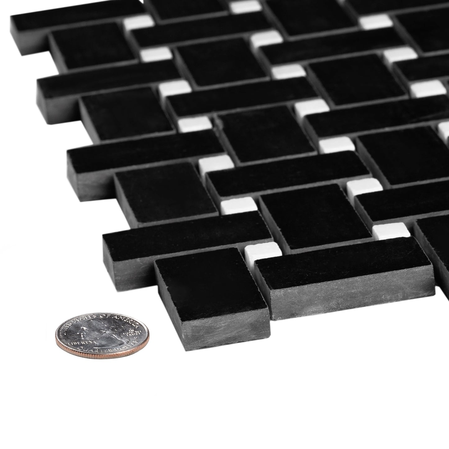 Black 12x12 Polished Stone Mosaic Tile