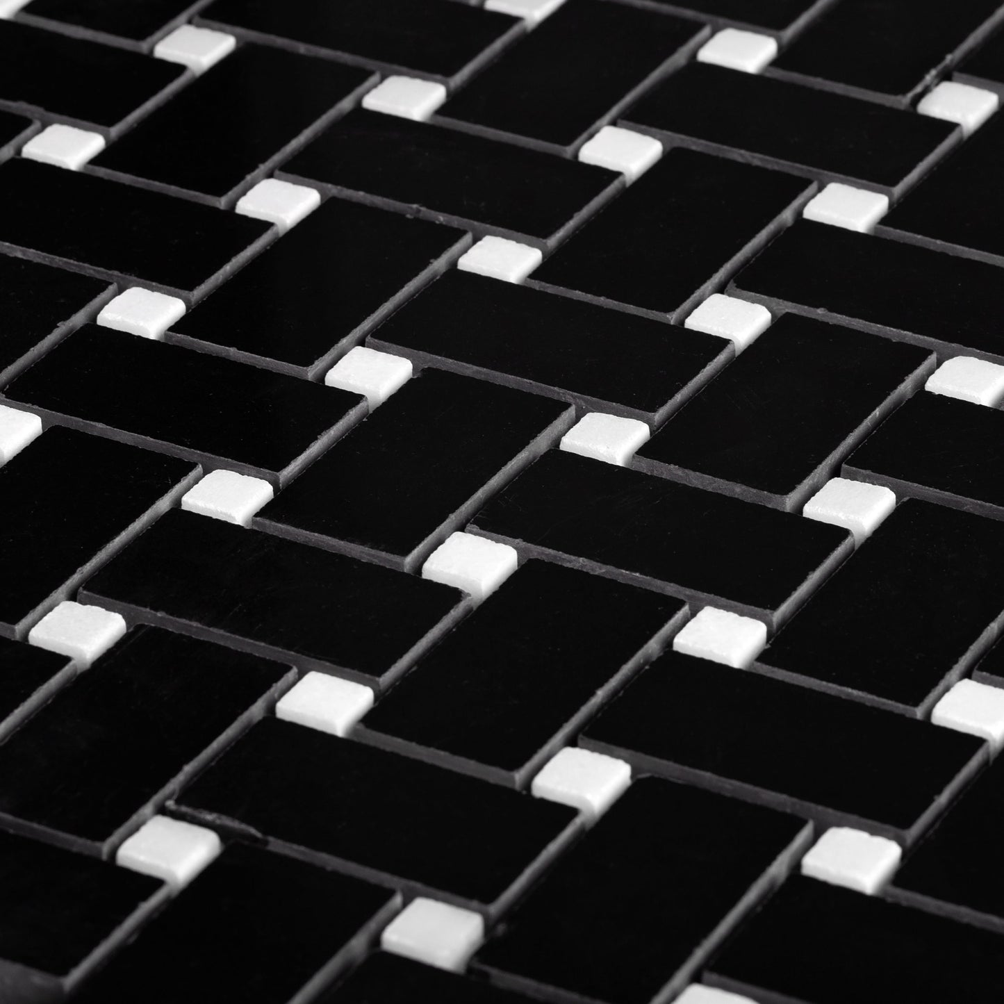 Black 12x12 Polished Stone Mosaic Tile Sample