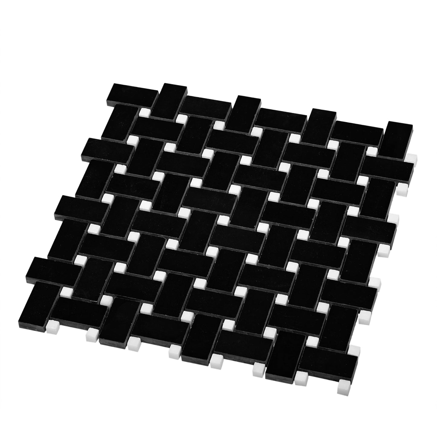 Black 12x12 Polished Stone Mosaic Tile Sample