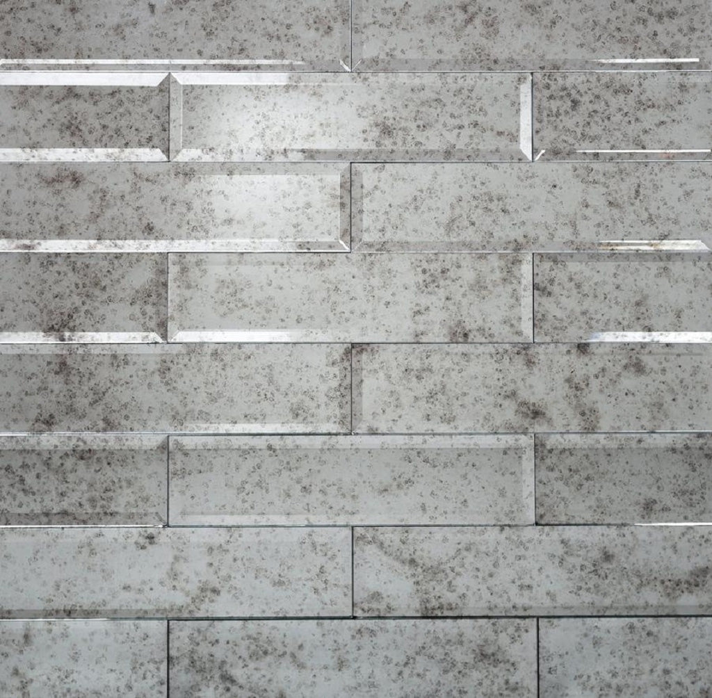 Silver 3 x 12 Polished Glass Subway Tile