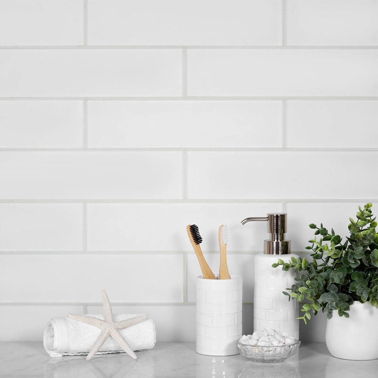 White 3 x 12 Matte Glass Subway Tile