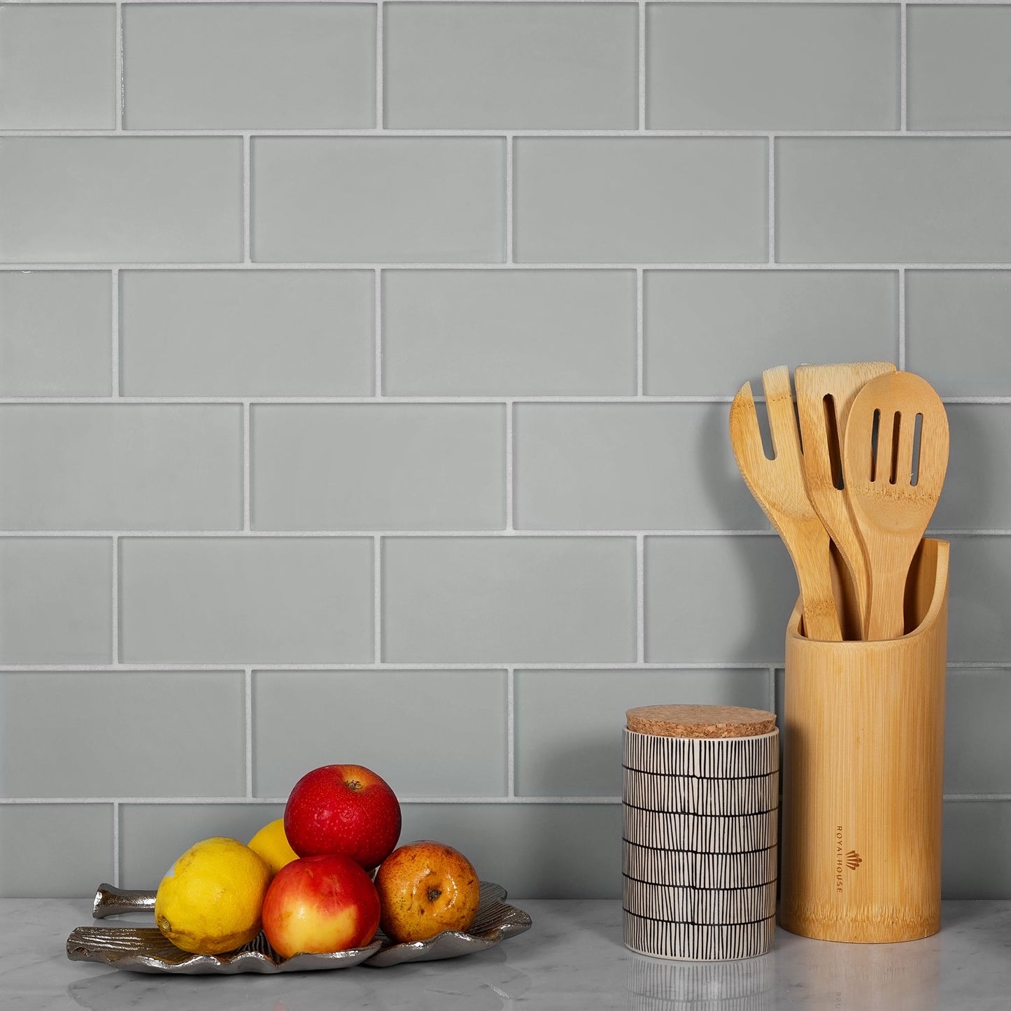 Gray 3 x 6 Matte Glass Subway Tile