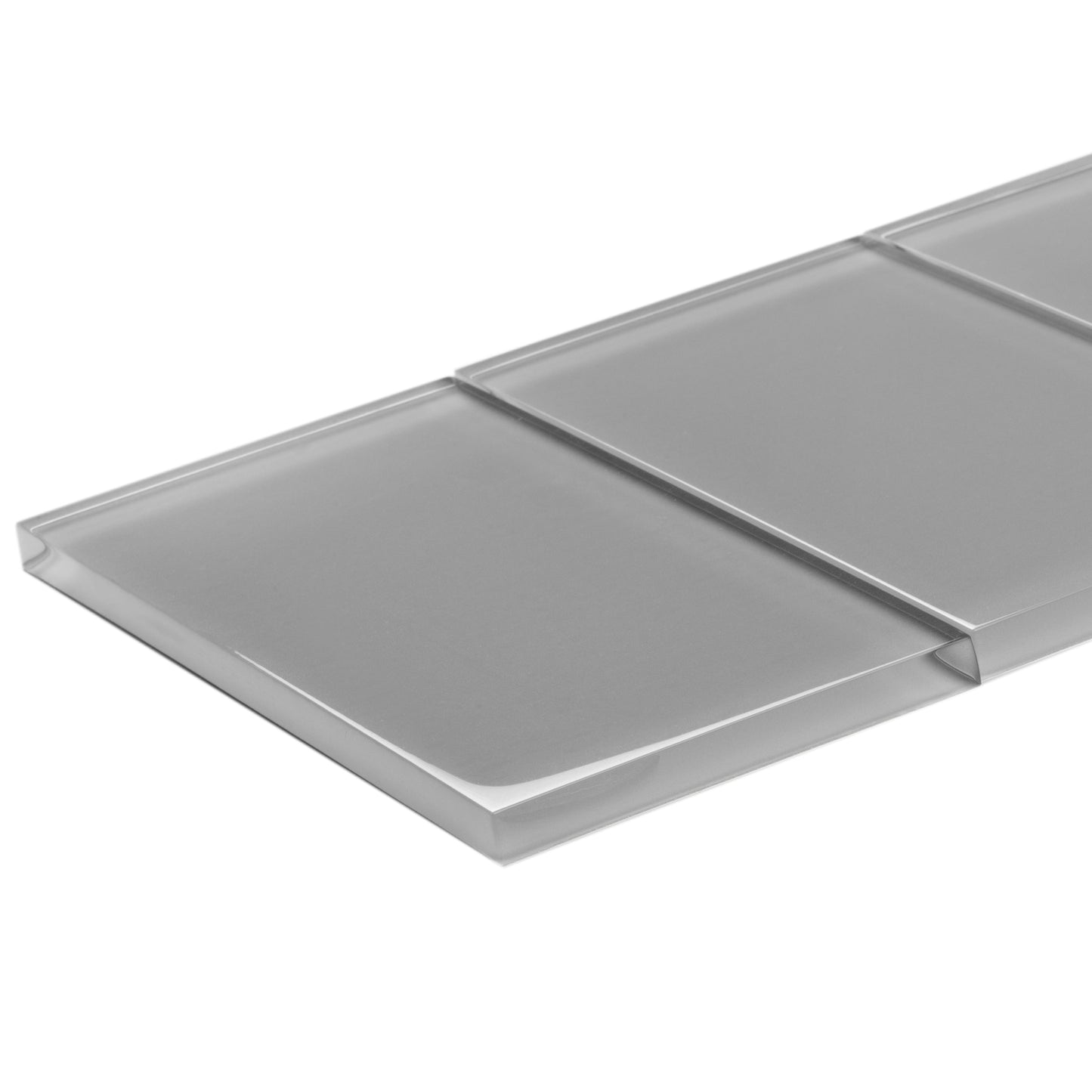 Gray 3 x 6 Glossy Glass Subway Tile