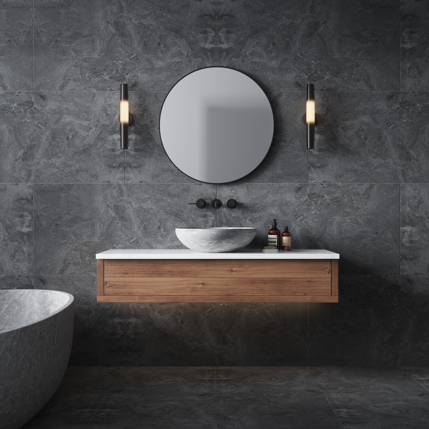 Slate Black 24 x 48 Matte Porcelain Large Tile - Sample