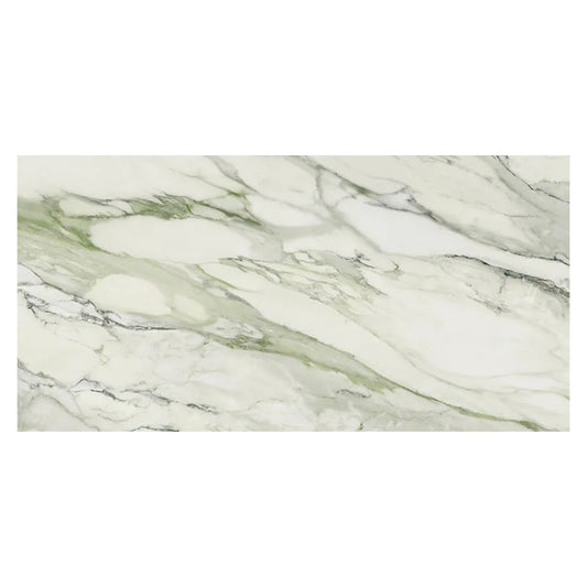 White with Sage Green Veins 24 x 48 Polished Porcelain Large Tile - Sample
