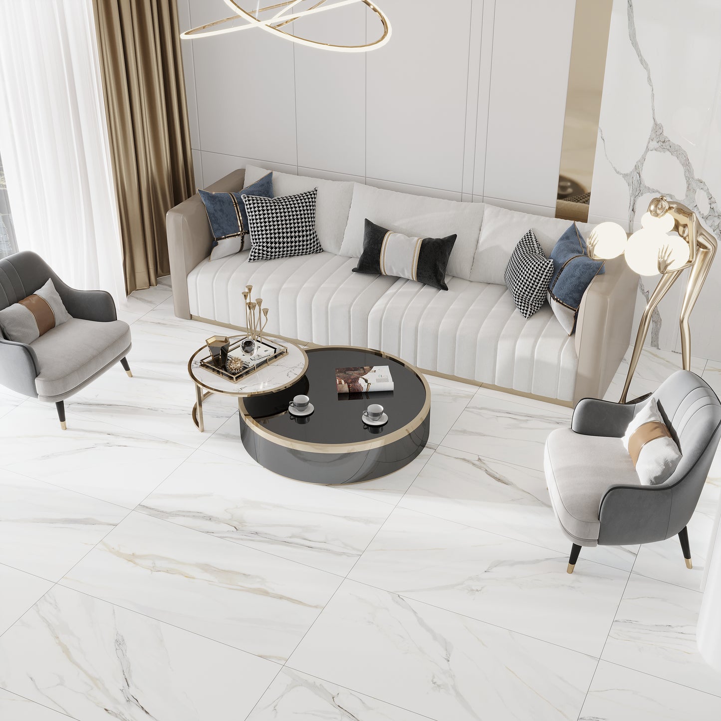 White 24x48 Matte Porcelain Large Tile