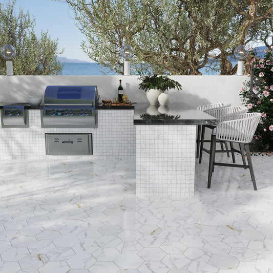 White 12 x 12 Matte Porcelain Mosaic Tile