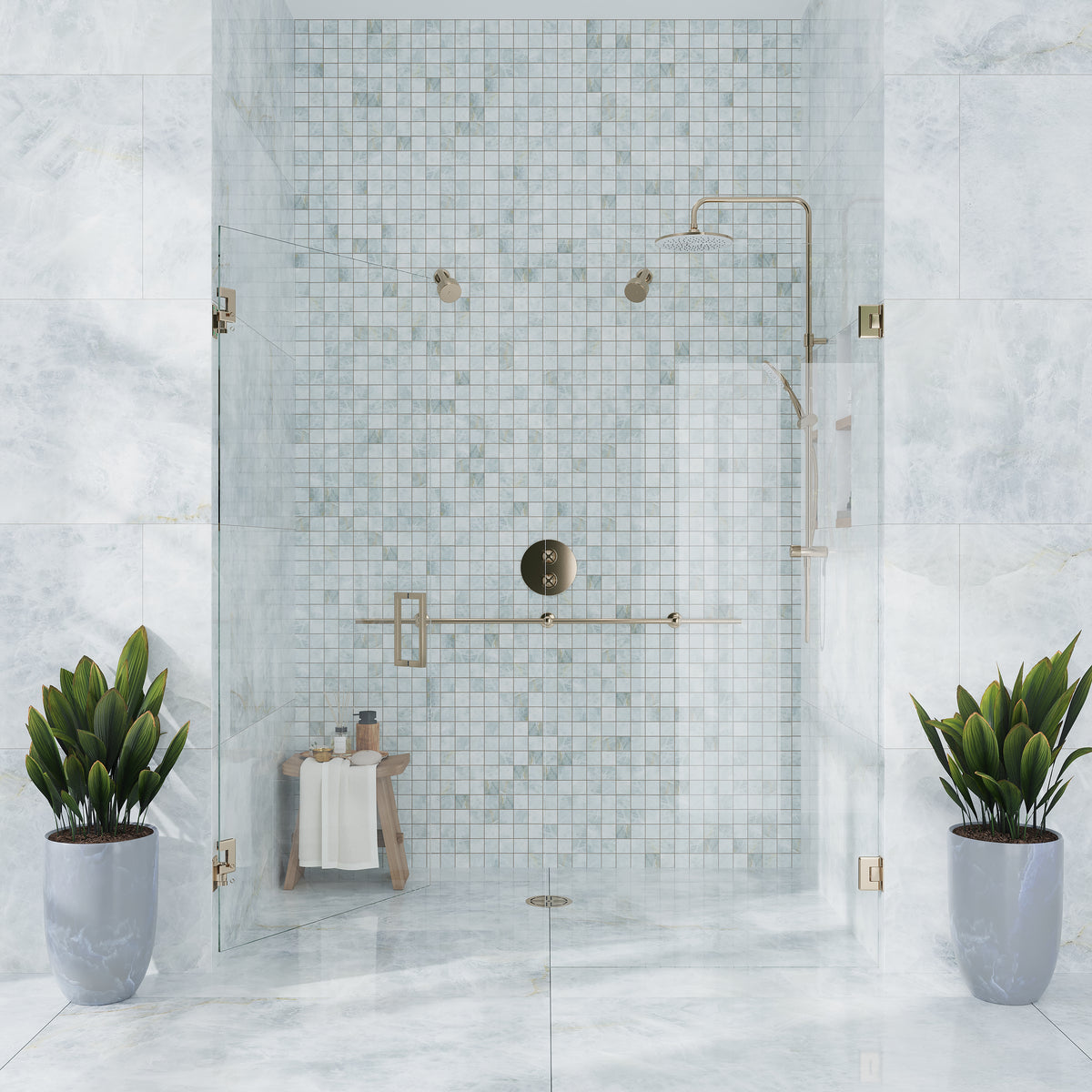 Frosted Sky Blue 24 x 48 Lappato Porcelain Large Tile