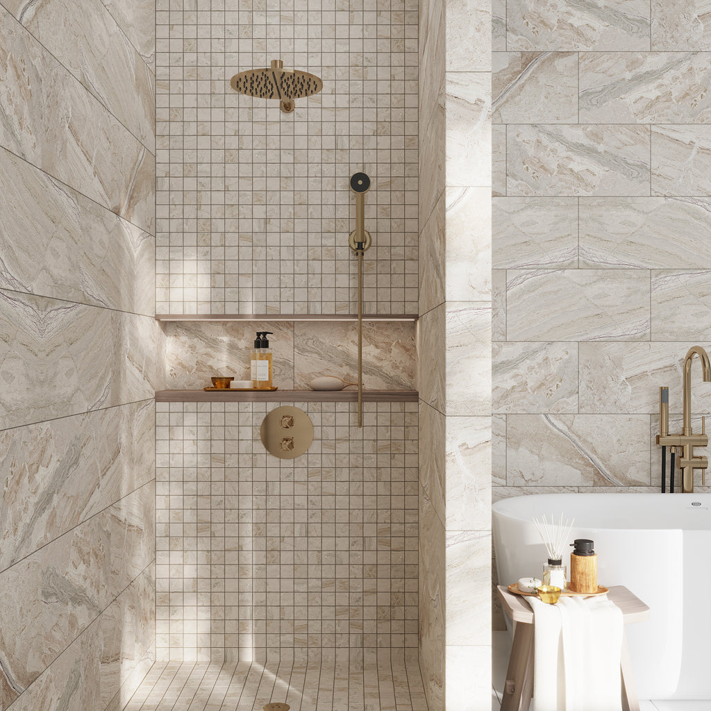 Beige 12 x 12 Matte Porcelain Mosaic Tile