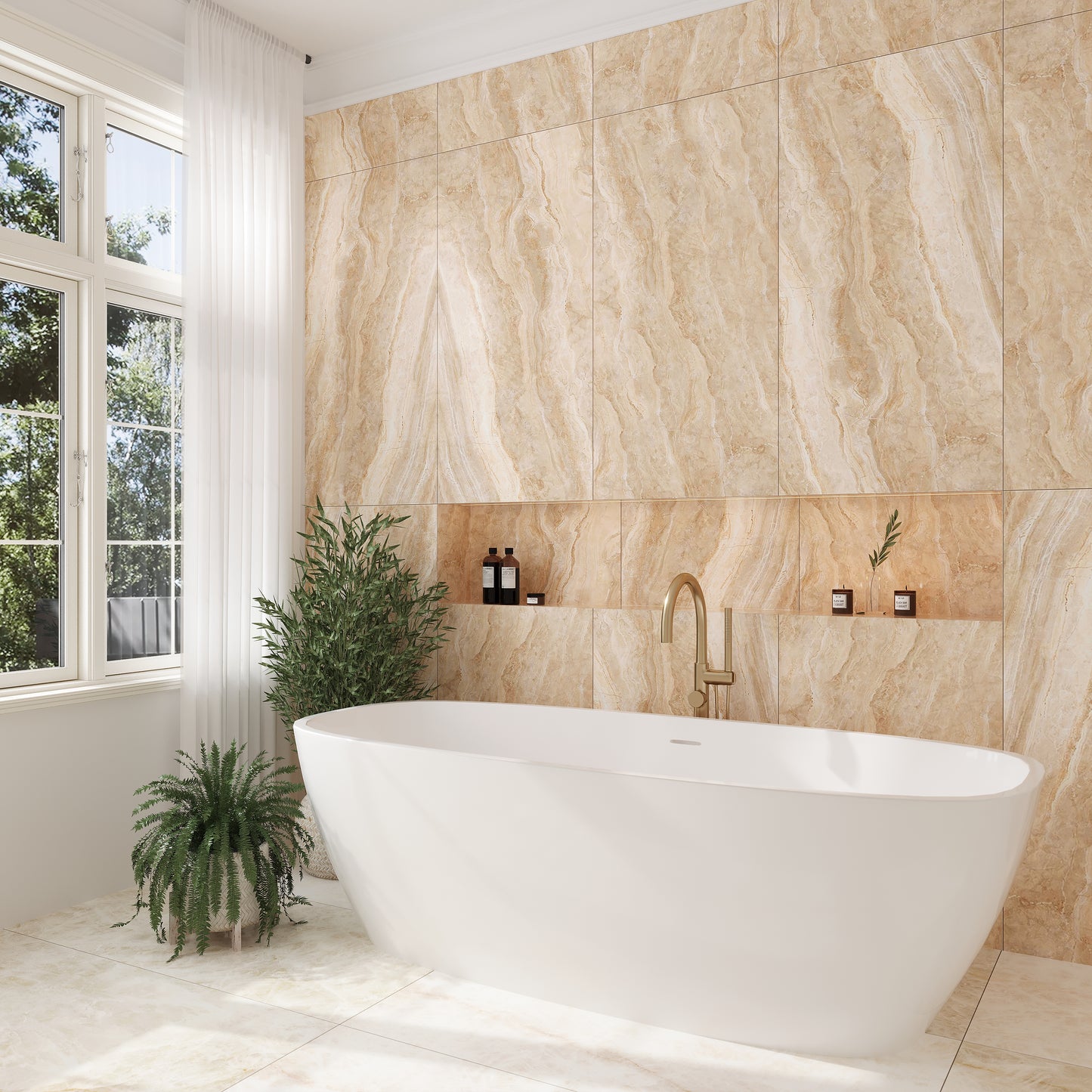 Beige 24 x 48 Polished Porcelain Large Tile - Sample