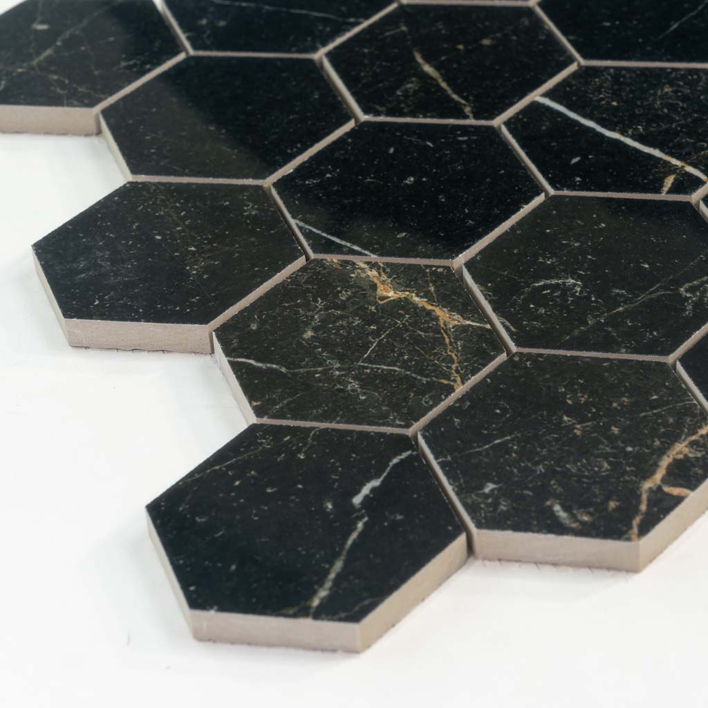 Sable Black 9 x 13 Polished Porcelain Mosaic Tile