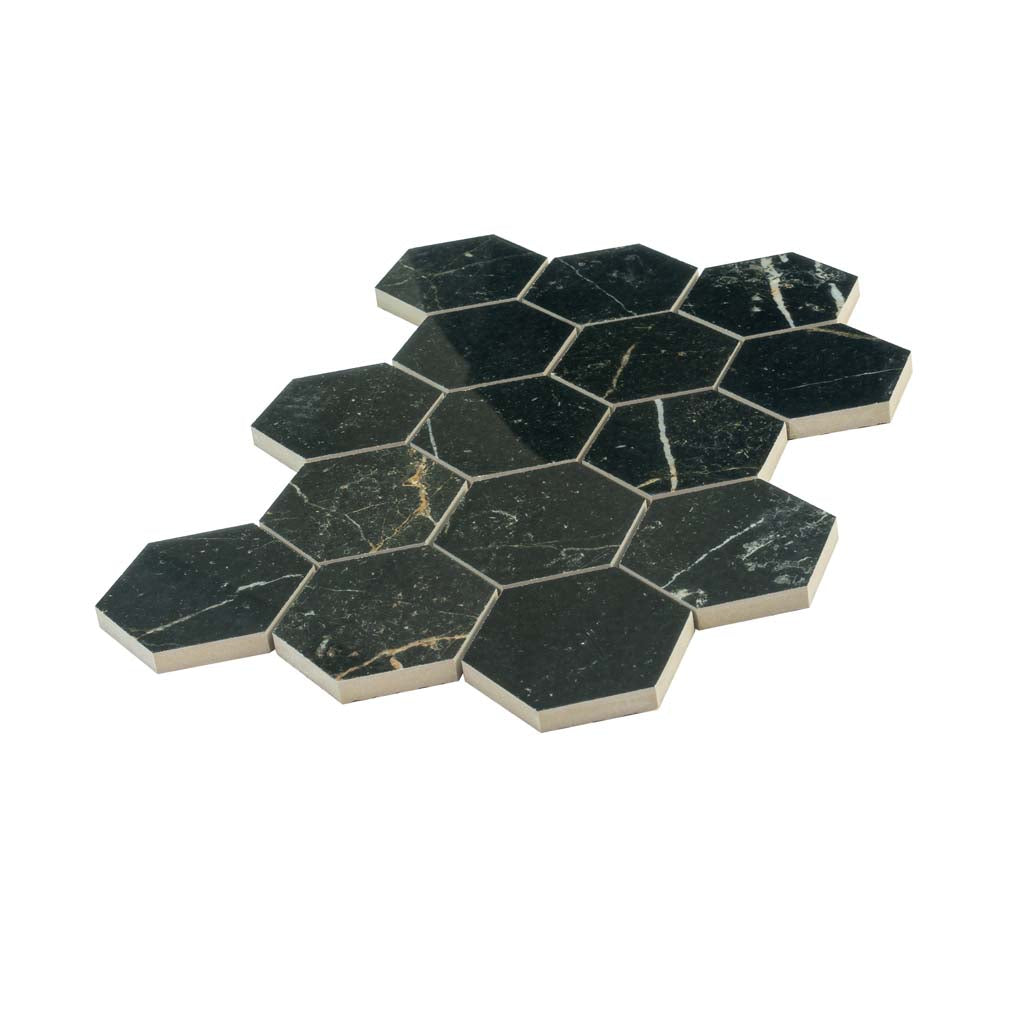 Sable Black 9 x 13 Polished Porcelain Mosaic Tile