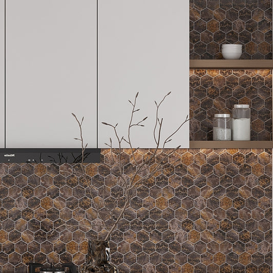 Brown 9 x 13 Polished Porcelain Mosaic Tile