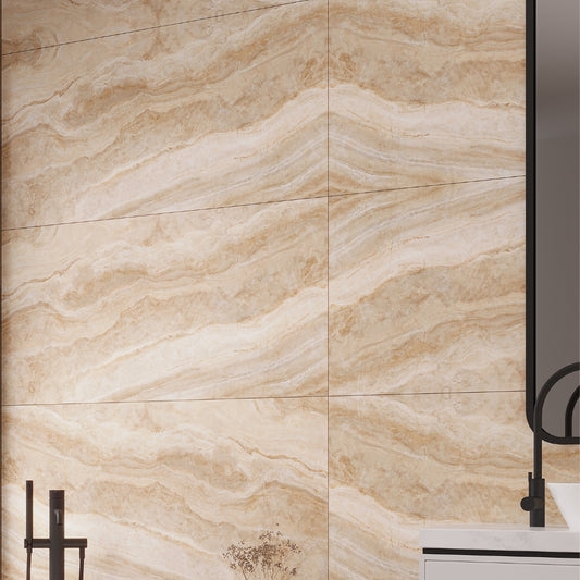 Beige 24 x 48 Polished Porcelain Large Tile
