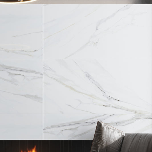 Pearl White 24 x 48 Polished Porcelain Large Tile