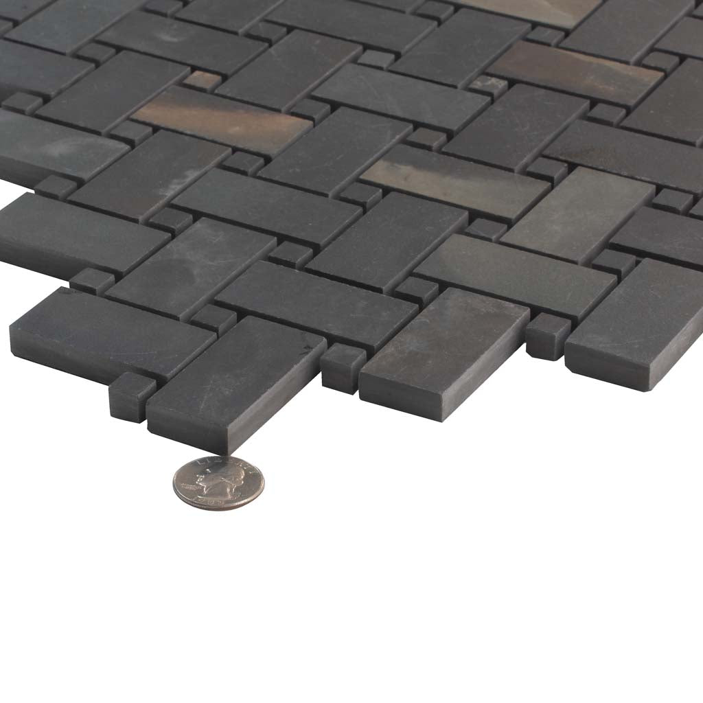 Black 12 x 12 Matte Porcelain Mosaic Tile