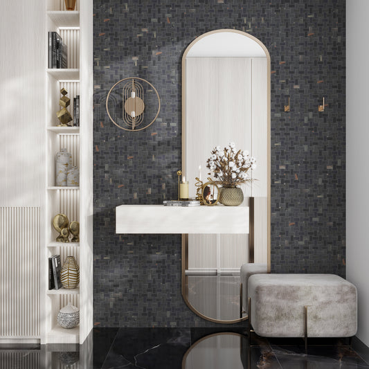 Black 12 x 12 Matte Porcelain Mosaic Tile