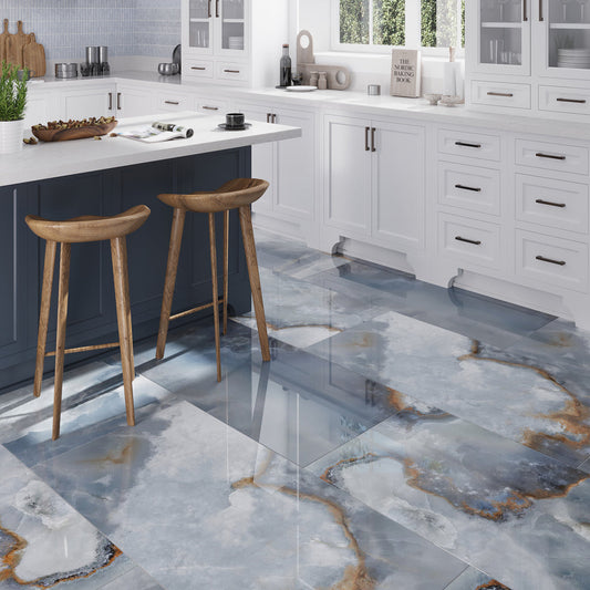 Blue 24 x 48 Lappato Porcelain Large Tile - Sample