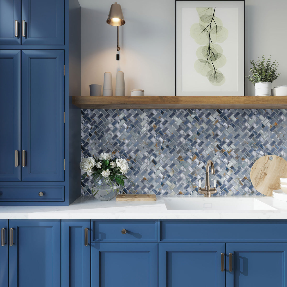 Blue 12 x 12 Matte Porcelain Mosaic Tile