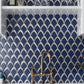 Blue, Gray 10x12 Glossy Glass Arabesque, Fan Mosaic Tile