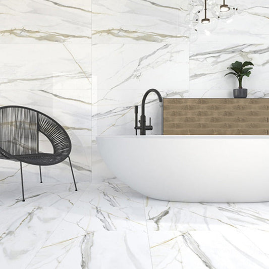 White 24 x 48 Matte Porcelain Large Tile