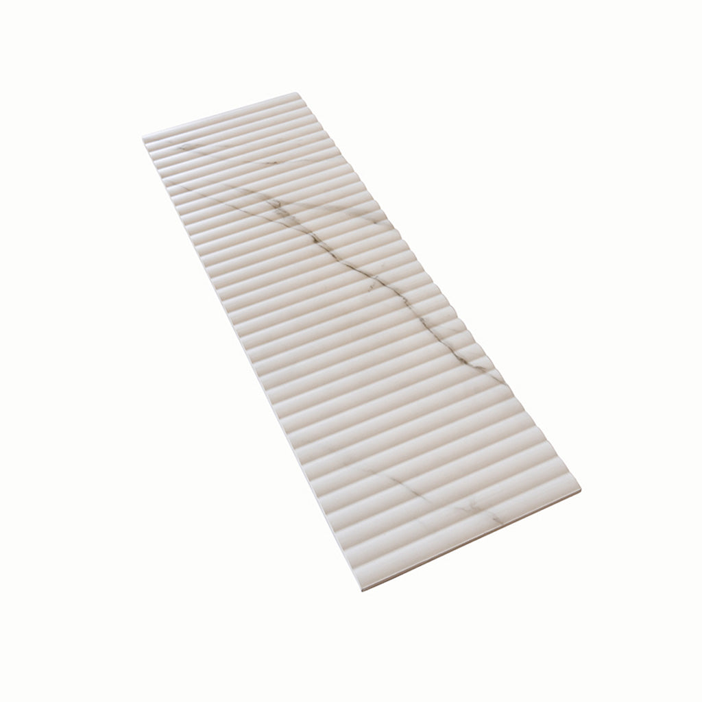 White 12 x 36 Matte Ceramic Fluted Large Tile