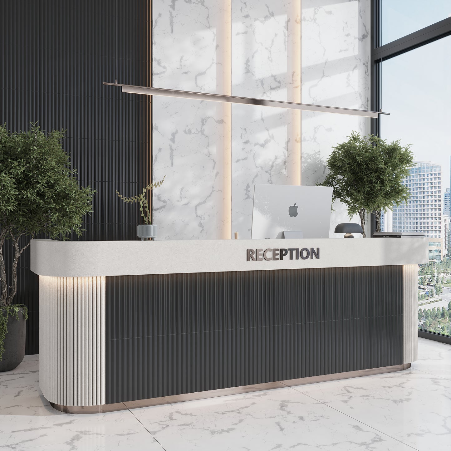 Black 12 x 36 Matte Ceramic Fluted Large Tile