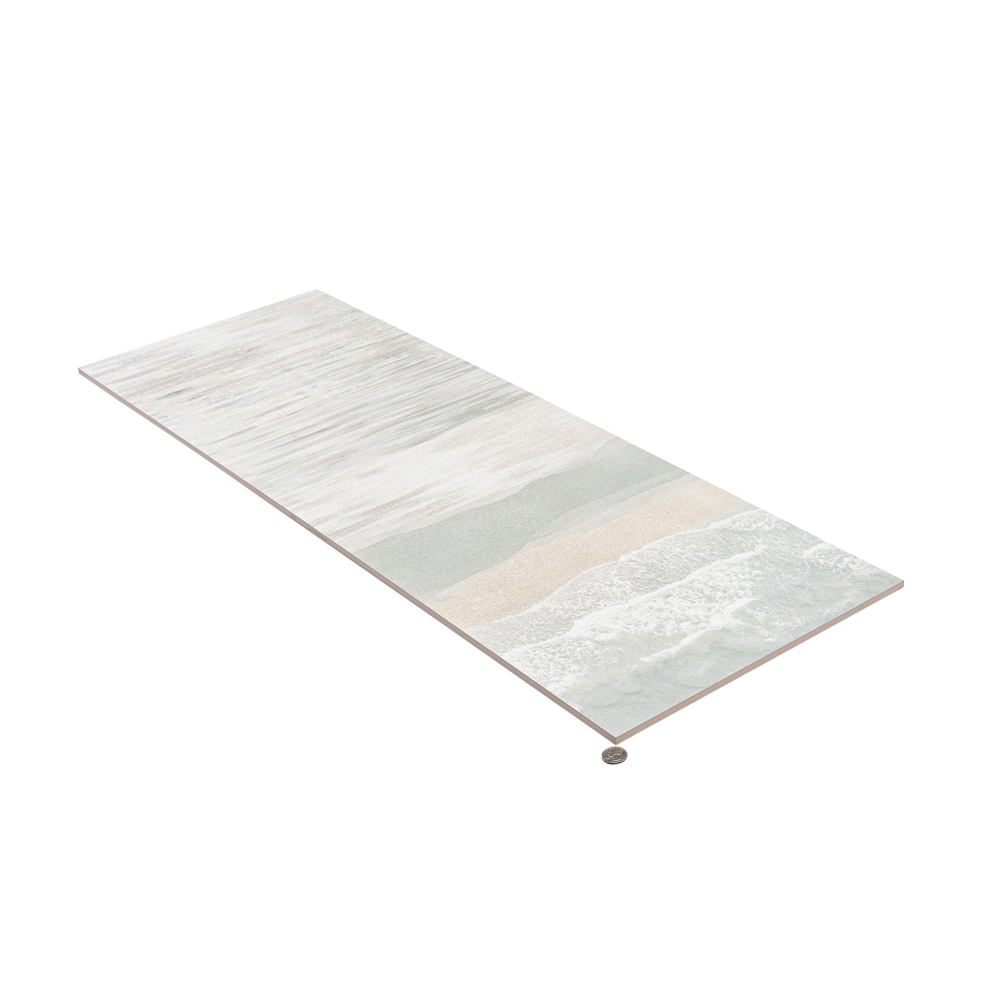 Misty Blue, Ivory Cream 16x48 Matte Ceramic Large Tile - Sample
