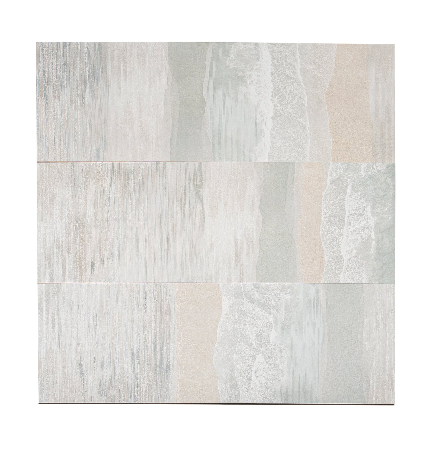 Misty Blue, Ivory Cream 16x48 Matte Ceramic Large Tile