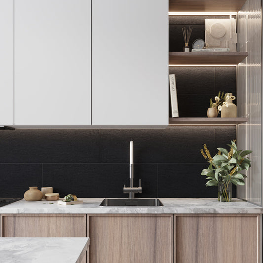 Black 12 x 36 Matte Ceramic Large Tile - Sample