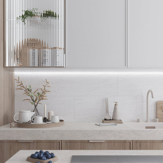 White 12 x 36 Matte Ceramic Large Tile - Sample