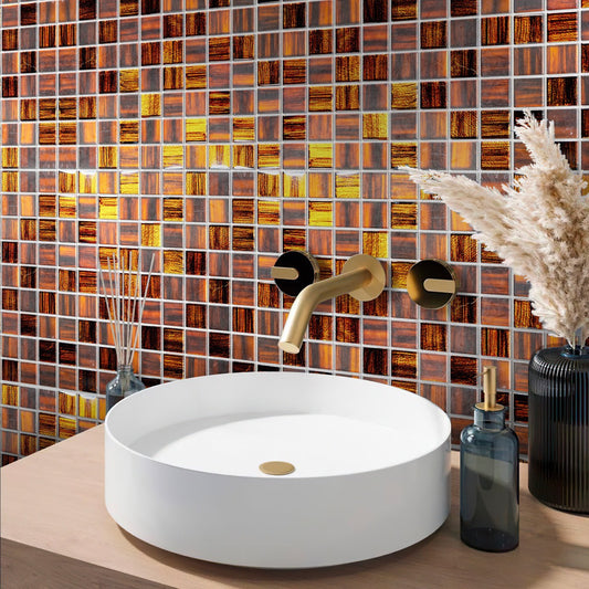 Bronze 11 x 11 Glossy, Matte Glass Mosaic Tile - Sample