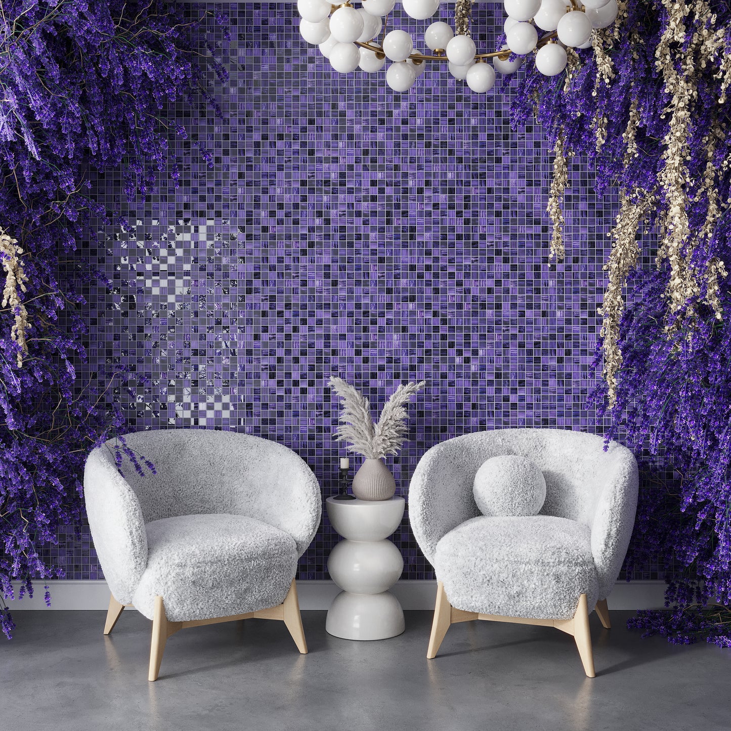 Purple 11 x 11 Glossy, Matte Glass Mosaic Tile