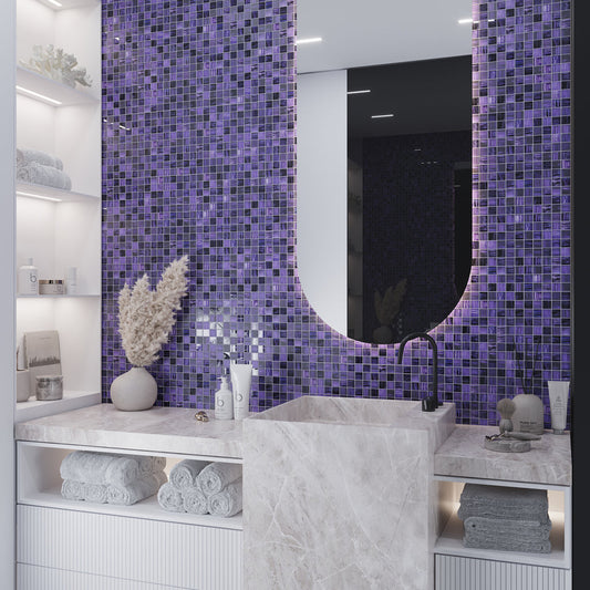 Purple 11 x 11 Glossy, Matte Glass Mosaic Tile