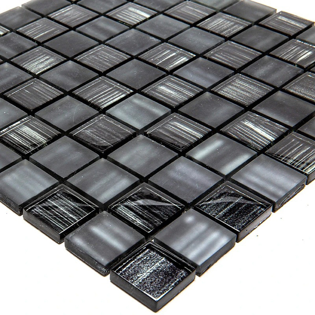 Black 11 x 11 Glossy, Matte Glass Mosaic Tile