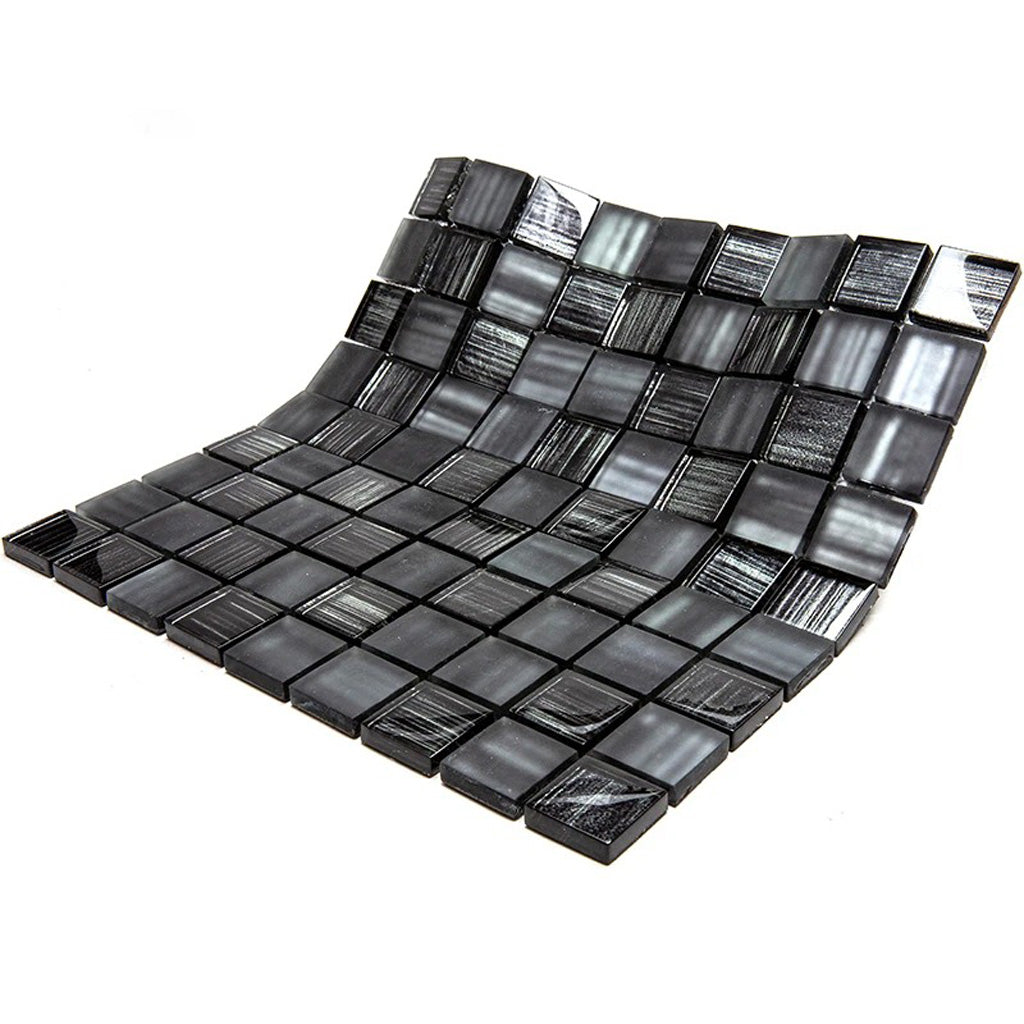 Black 11 x 11 Glossy, Matte Glass Mosaic Tile