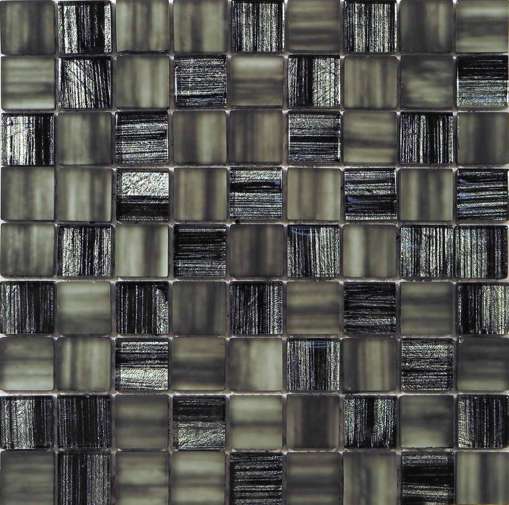 Black 11 x 11 Glossy, Matte Glass Mosaic Tile