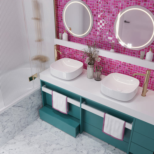 Fuchsia Pink 11 x 11 Glossy, Matte Glass Mosaic Tile - Sample