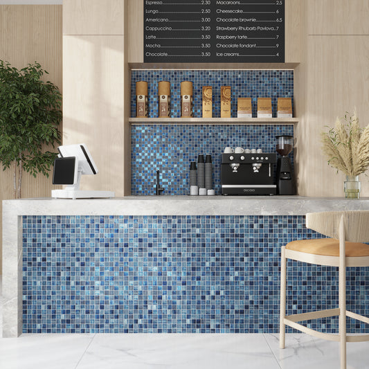 Blue 11 x 11 Glass Glossy Matte Mosaic Tile