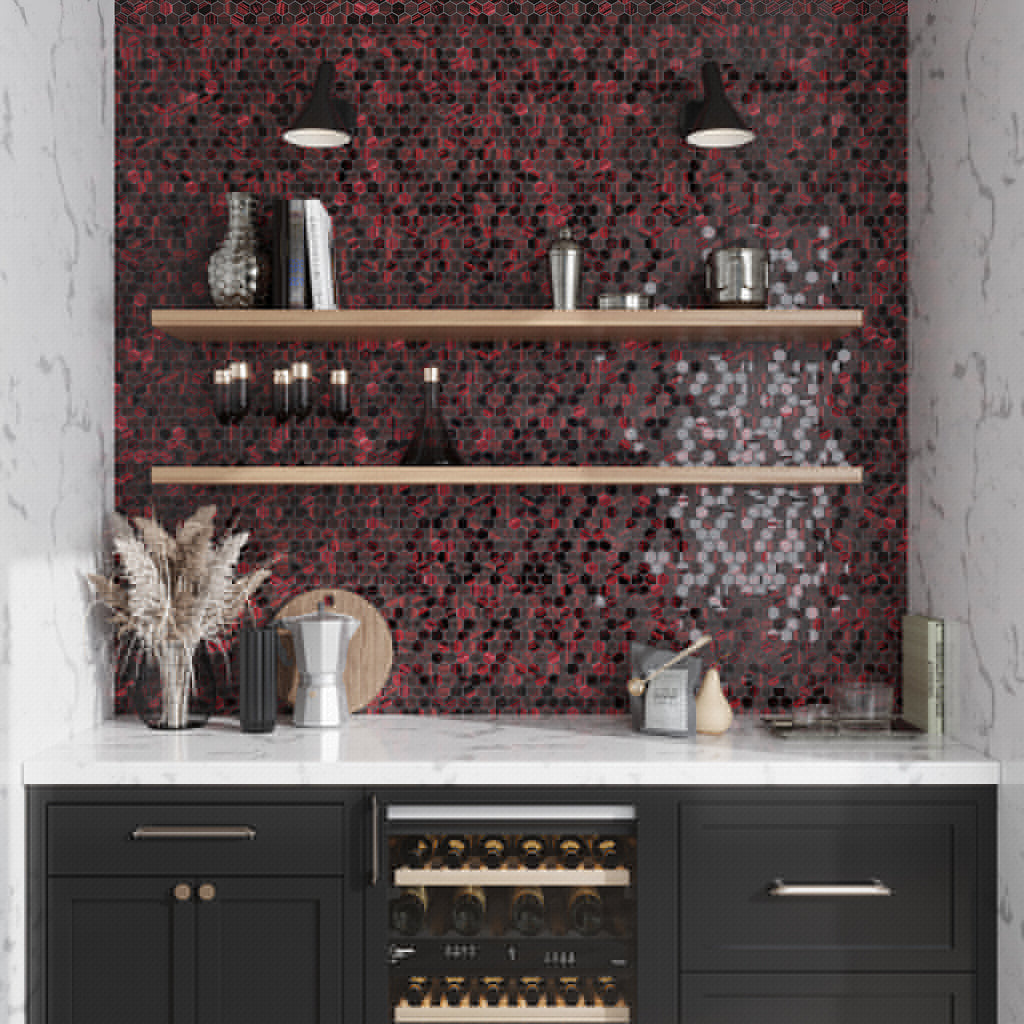 Berry Red 11 x 11 Glossy, Matte Glass Mosaic Tile