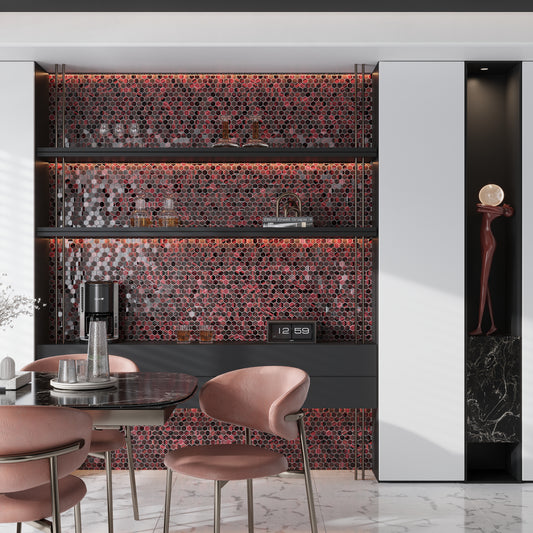 Berry Red 11 x 11 Glossy, Matte Glass Mosaic Tile - Sample