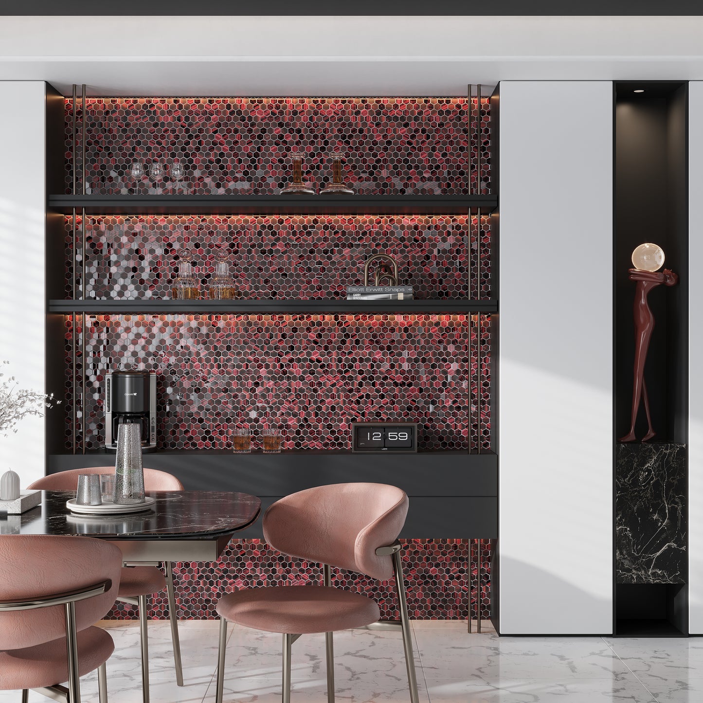 Berry Red 11 x 11 Glossy, Matte Glass Mosaic Tile