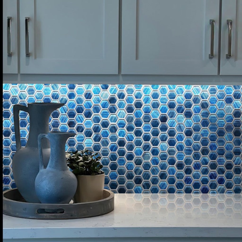 Blue 11 x 11 Glossy, Matte Glass Mosaic Tile