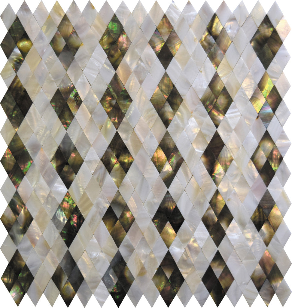 White 12 x 12 Polished Shell, Mother of Pearl Mosaic Tile