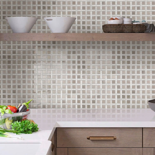 Beige 12 x 12 Polished Marble Mosaic Tile - Sample