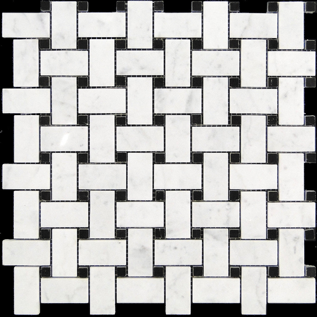 White 12 x 12 Polished Marble Mosaic Tile