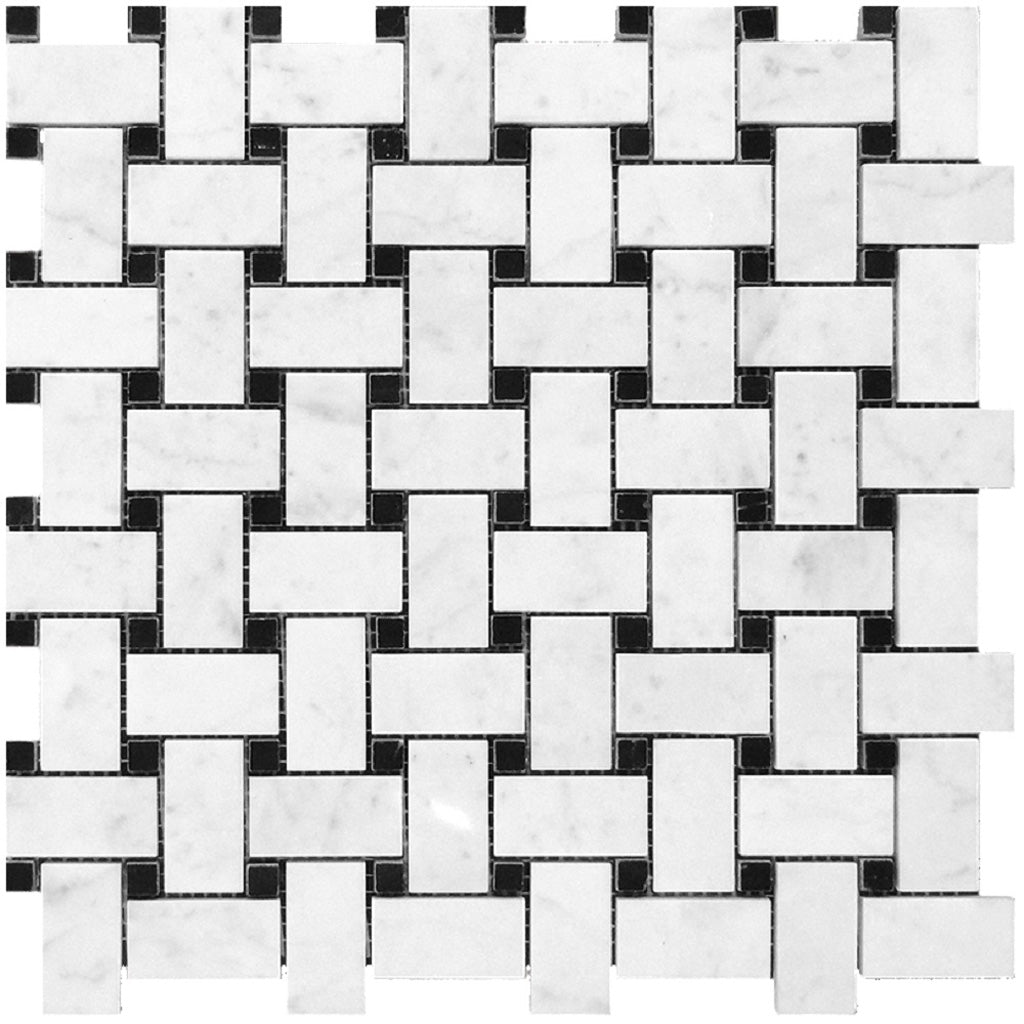 White 12 x 12 Polished Marble Mosaic Tile